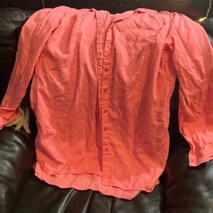 Crown & ivy peach color, women’s button up blouse, size large